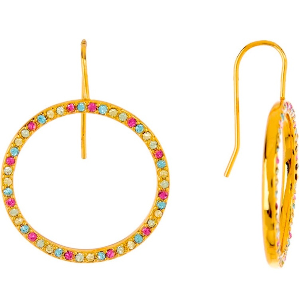 KATE SPADE Multicolor Rainbow Cubic Zirconia CZ Hoop Earrings
